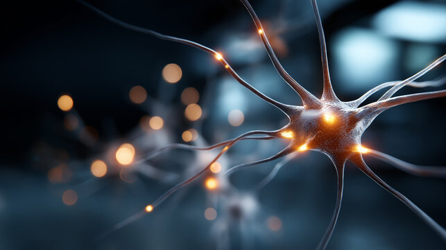 Branching neural network diagram with weighted connections faceless artificial intelligence architecture defocused algorithm code background deep learning for genomics