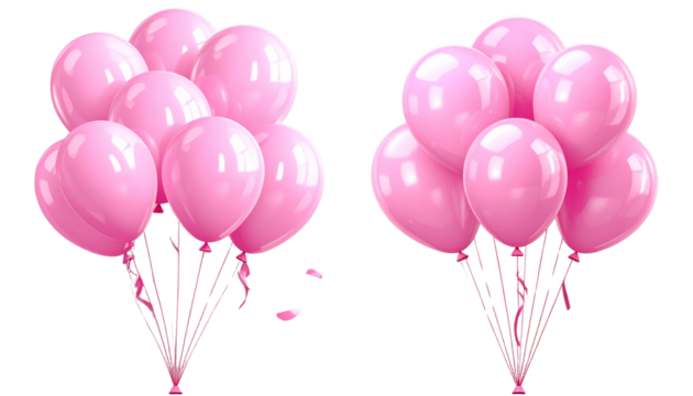  1. Pink Balloons Party Decoration,2. Floating Pink Helium Balloons Set, isolated on transparent background isolated on transparent background - Powered by Adobe