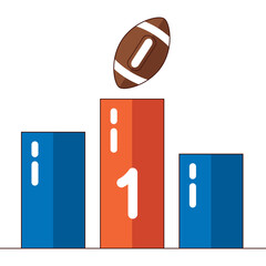 American Football Trophy Podium With The Ball On Top For First Place In A Sports Competition Representing Victory And Achievement In A Flat Illustration Style With A White Background