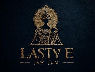 Elegant vintage gold logo bust figure halo dark navy high resolution image