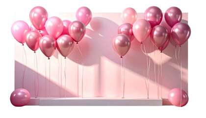 1. Pink Balloons Party Decoration,2. Floating Pink Helium Ba3. Festive Pink Balloons Collection, isolated on transparent background isolated on transparent background