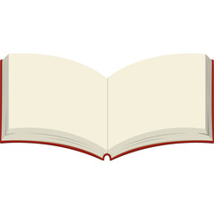 An Open Book With Cream Colored Pages and a Red Cover Isolated on a White Background Showing Blank Pages for Text or Images