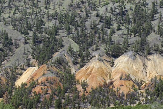 Dry, colorful mountain slopes near Cache Creek, British Columbia, Canada