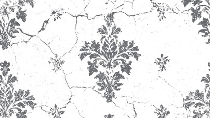 Dot effect. Vintage look. Black and white floral corner design with flowers. 