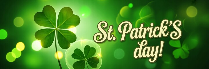 Celebrate St. Patrick's Day with vibrant shamrocks and festive green bokeh for a lucky, joyous holiday spirit