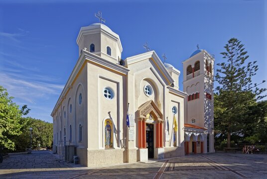 Portal, Basilica of Agia Paraskevi, Platia Agias Paraskevis, built 1931-1932, Orthodox Metropolis of Kos and Nisyros, Old Town, Kos Town, Kos Island, Dodecanese Islands, Greece