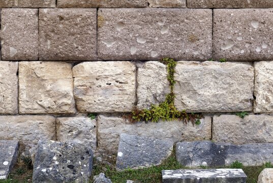 Middle terrace, detail, wall, seamless, Asclepieion, Latin Aescupium, three terraces, place of worship of Asclepios, god of healing art, ancient hospital, archaeological excavation 1902-1904, island of Kos, Dodecanese islands, Greece, eastern Adriatic, Mediterranean