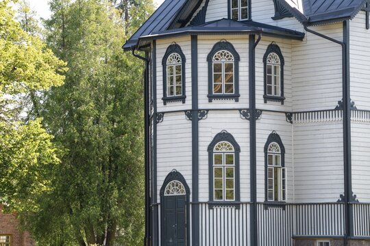 Villa of factory owner Georg Kreidls, designed by German-Finnish architect Carl Eduard Dippell, former paper factory and mill for the production of groundwood pulp board, UNESCO World Heritage Site Verla Factory Village, Maailmanperint&ouml;kohde Verlan puuhiomo ja pahvitehdas, Verla Rapids, Kymenlaakso, near Kouvola, Finland