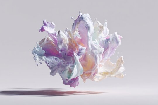 Colorful abstract shapes floating in mid-air create an enchanting visual effect showcasing vibrant swirls and dynamic movement