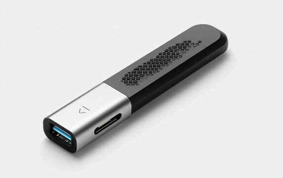 Advanced USB C security dongle featuring intelligent LED encryption system designed for next generation data protection technology isolated on transparent background PNG