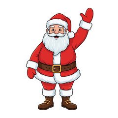 Illustration of Santa Claus waving his hand, a jolly old man dressed in his iconic red suit and hat, ready for Christmas celebrations