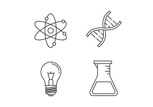 Science and technology icons atomic structure dna light bulb flask - Powered by Adobe