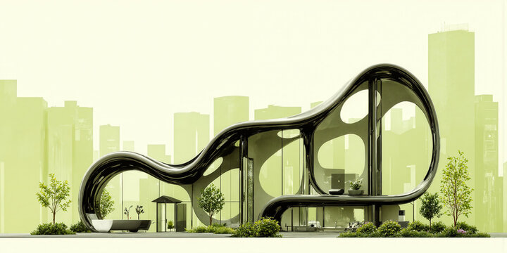 Gradient from 'Dill Green' to 'Alpine Oat' featuring organic shapes and flowing lines, symbolizing sustainable growth and natural progression