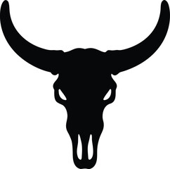 Bull skull silhouette vector, longhorn skull silhouette