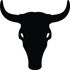 Bull skull silhouette vector, longhorn skull silhouette