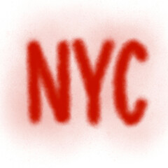 The word NYC graffiti is sprayed in red on white. Spray painted with grunge textured letters, splash effects and dripping drops on isolated background, rebellious art design. Typography Art Print
