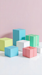 Naklejka premium Geometric shape gift boxes look so funky and groovy, ready to bring retro disco vibes to Christmas celebration