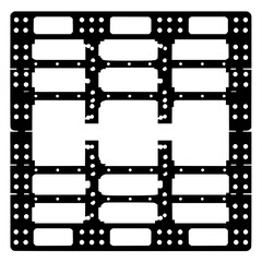 Black square grid pattern with rectangular and circular holes in a structured arrangement design illustration