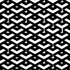 Black and white chevron pattern with small triangles and vertical lines connecting the chevrons in a row