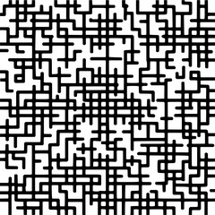 Intricate black line maze pattern with a dense network of interconnected pathways and white background