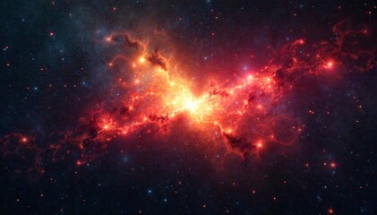 Naklejka premium Cosmic nebula with swirling gradient colors, deep space, celestial, vibrant and mysterious. A stunning, high resolution image of a cosmic nebula with intense, swirling gradient colors of deep blues,