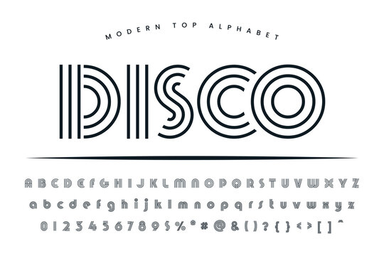 Disco stylish Font and Alphabet abcd font vector design