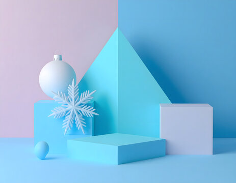 Groovy Christmas inspired design with snowflakes, ornaments and stars showcase joyous festive mood