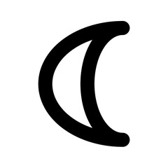 Half Moon outline icon on transparent background. Crescent symbol in line art style. 