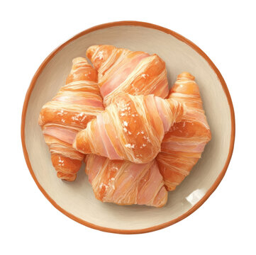 PNG A plate of ham cheese crossiant texture food presentation.