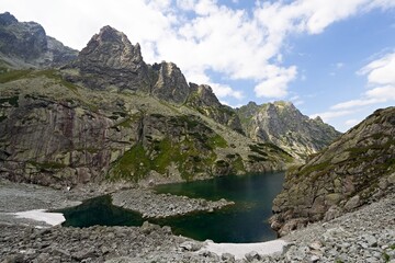 Fronzen lake in Heavy valley, Vysoke Tatry (High Tatras). Slovakia. Europe.