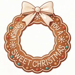 Wishing you a sweet Christmas with this delicious looking gingerbread wreath and seasonal bow decoration for the holidays