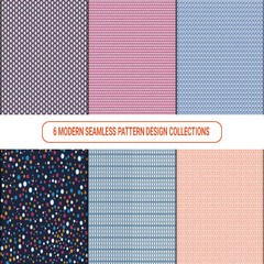 Collection of six seamless pattern designs in various styles