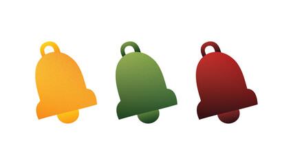 Christmas Bell Collection Set, Grainy Colorful Hand Drawn Bell Vector Design