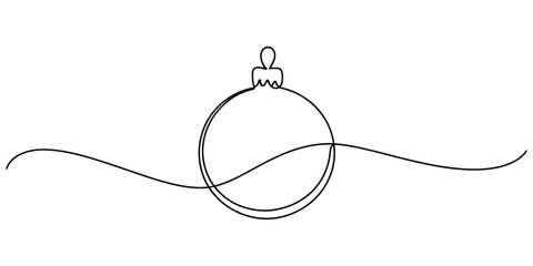 Continuous line art drawing of a minimalist christmas bauble