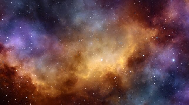 Vibrant cosmic nebula with swirling colors and distant stars in the deep expanse of space