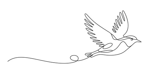 Flying bird continuous line art drawing minimalist freedom design