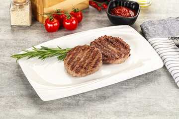 Grilled two beef burger cutlet