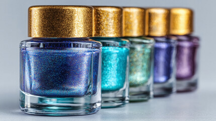 Sparkling nail polish collection shimmering with vibrant color in chic bottles perfect for beauty and fashion blogs