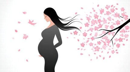 Obraz premium Abstract illustration of pregnancy highlighting maternal wellness, love, and joy.