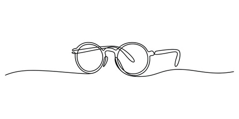 Continuous line art drawing of stylish retro round spectacles