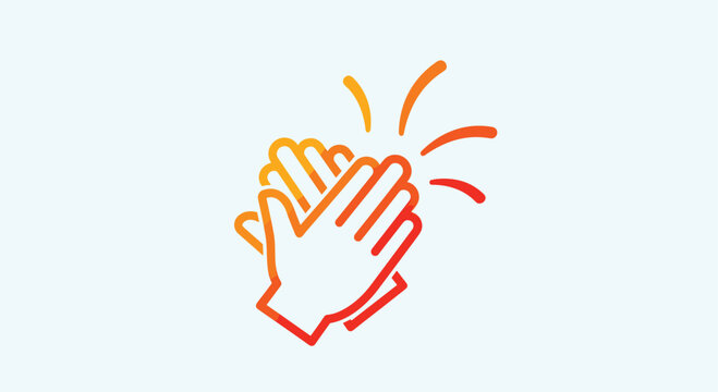 Dynamic clapping hands icon symbolizing applause and celebration with vibrant gradient colors for recognition and achievement moments, Generative AI