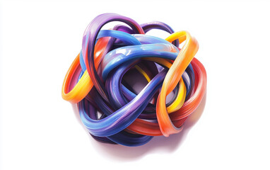 Futuristic visualization of shiny rubber bands forming intricate patterns symbolizing creativity structure and engineering aesthetics isolated on transparent background PNG