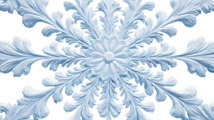 Intricate white acanthus leaf ornament isolated on transparent background