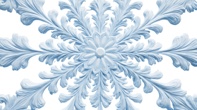 Intricate white acanthus leaf ornament isolated on transparent background