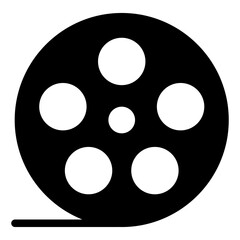 Reel of media tape solid icon, info tech concept. Vector graphics. Tape with video or audio, recording sign on white background, style icon mobile or web design.