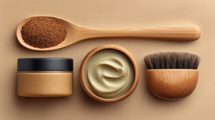 Luxurious spa day with natural skincare products and wooden brush to enhance beauty ritual and self-care routine