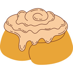 A Delicious Cinnamon Roll Pastry With Swirled Cream Cheese Frosting Isolated On White Background