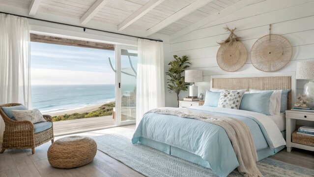Serene bedroom oasis with stunning ocean view