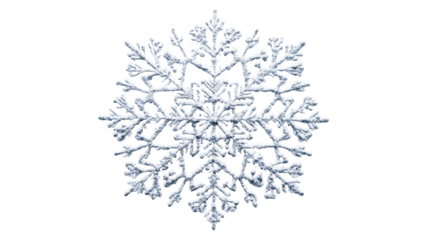Intricate snowflake macro detail isolated on transparent background
