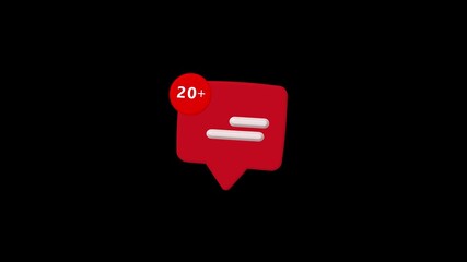 Animated message icon and counting numbers animation for digital communication alert. Message icon for message notification and unread text counter display - Powered by Adobe